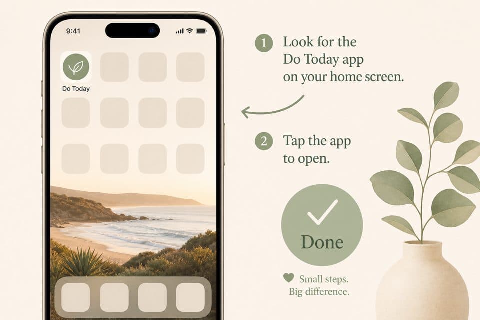 Phone home screen with a Do Today icon
